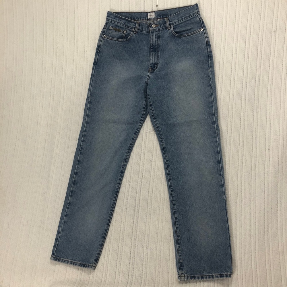 Calvin Klein Jeans Womens Size 12 Blue Denim Easy Fit All Over Sandblast